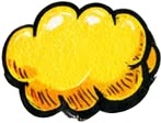 a yellow and black cloud shaped pin with a black and yellow design.jpg